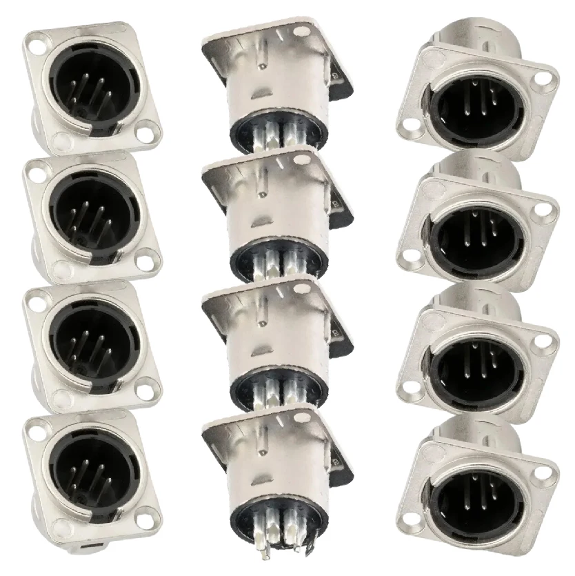 

Copper Contact XLR Male Plug Female Socket 3/4/5 Pin Connector Chassis Audio Microphone Jack Plug