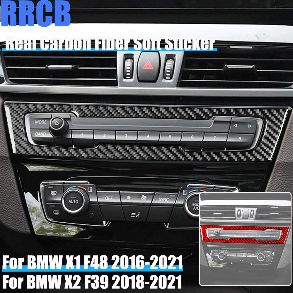 

Real Carbon Fiber Car Accessories Center Radio Control Trim Cover Soft Sticker For BMW X1 F48 2016-2021 X2 F39 2018-2021