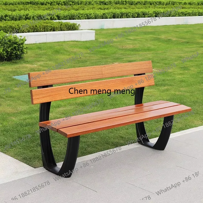 Customized 145cm Length Steel and Wooden Outside Benches Street Bench Outdoor for Park Garden Leisure and Public Places