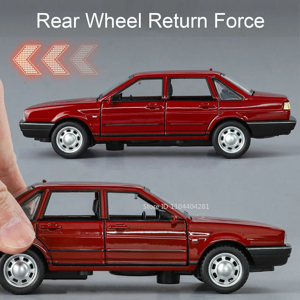 1:32 Santana CC Miniature Model Toy Diecast Alloy Car Sound Light Pull Back Door Opened Front Wheel Steering Cars Boy Gift Adult