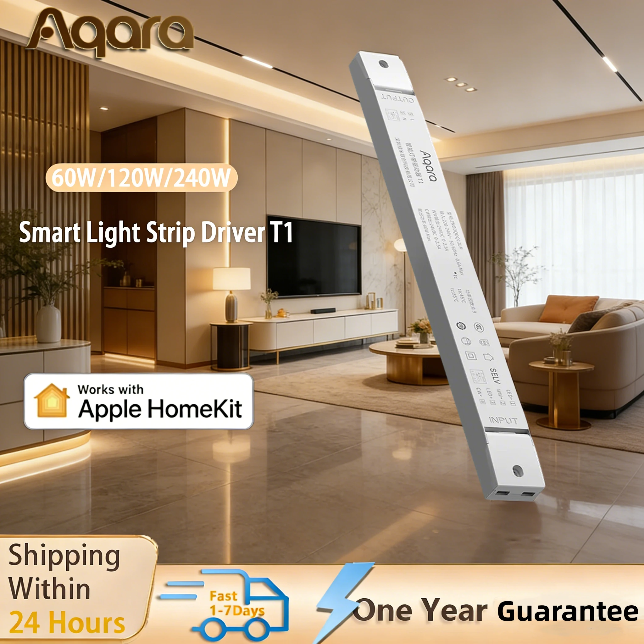 

Контроллер Aqara Smart Light Strip Driver T1 ZigBee с регулировкой яркости и цветовой температуры, диммирование для всего дома, совместимость с HomeKit