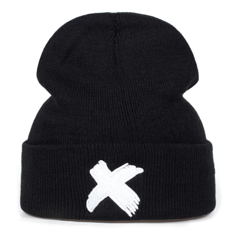 2025 جديد بسيط الإبداعية محبوك قبعة X المطرزة الهيب هوب قبعة في الهواء الطلق اليومية ركاب الديكور قبعة الفول للجنسين قبعة بلا حدود