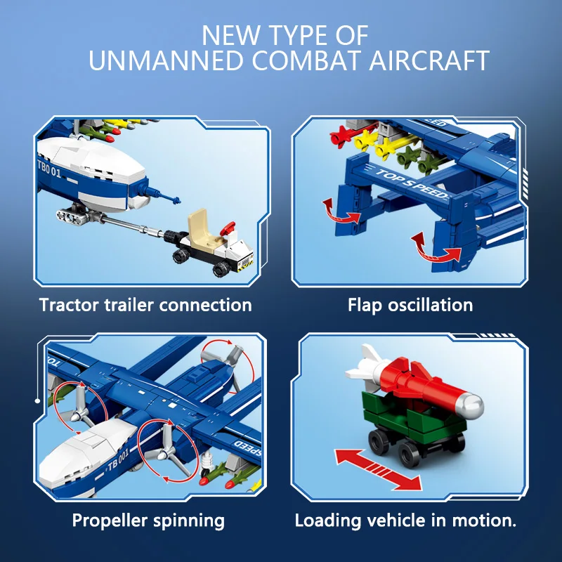 SEMBO BLOCK 434pcs MOC Military Fighter Assemblage Building Blocks Aircraft Model Bricks DIY Toys Kids for Boys Halloween Gifts