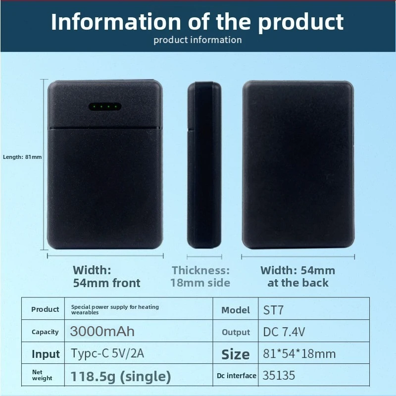 7.4V 3000mAh Heating Product-Specific Batteries for Heated Gloves Suitable Socks Scarves and Clothing Power Supply