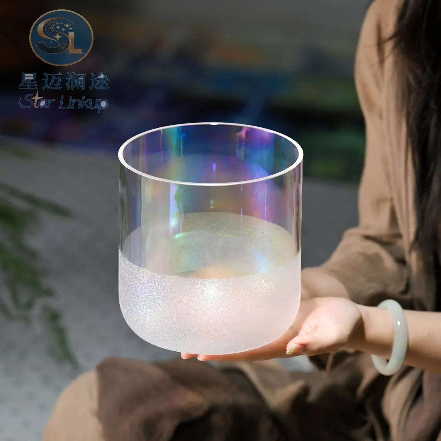 Star Linkup Ice Flower White Transparent Alchemy Crystal Singing Bowl Sound Healing Instrument for Yoga Sound Bath Meditation Stress Relief Chakra Balancing Spiritual Therapy