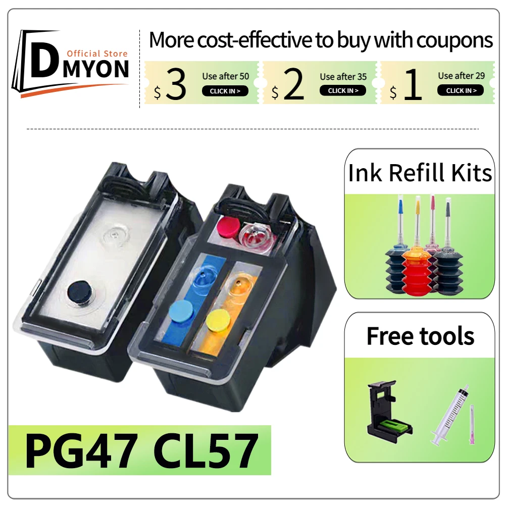 

pg47 cl57 Remanufactured Replacement Ink Cartridge PG-47 CL-57 for canon printer pixma cartridge E3370 E3470 E3170 E3177 E477