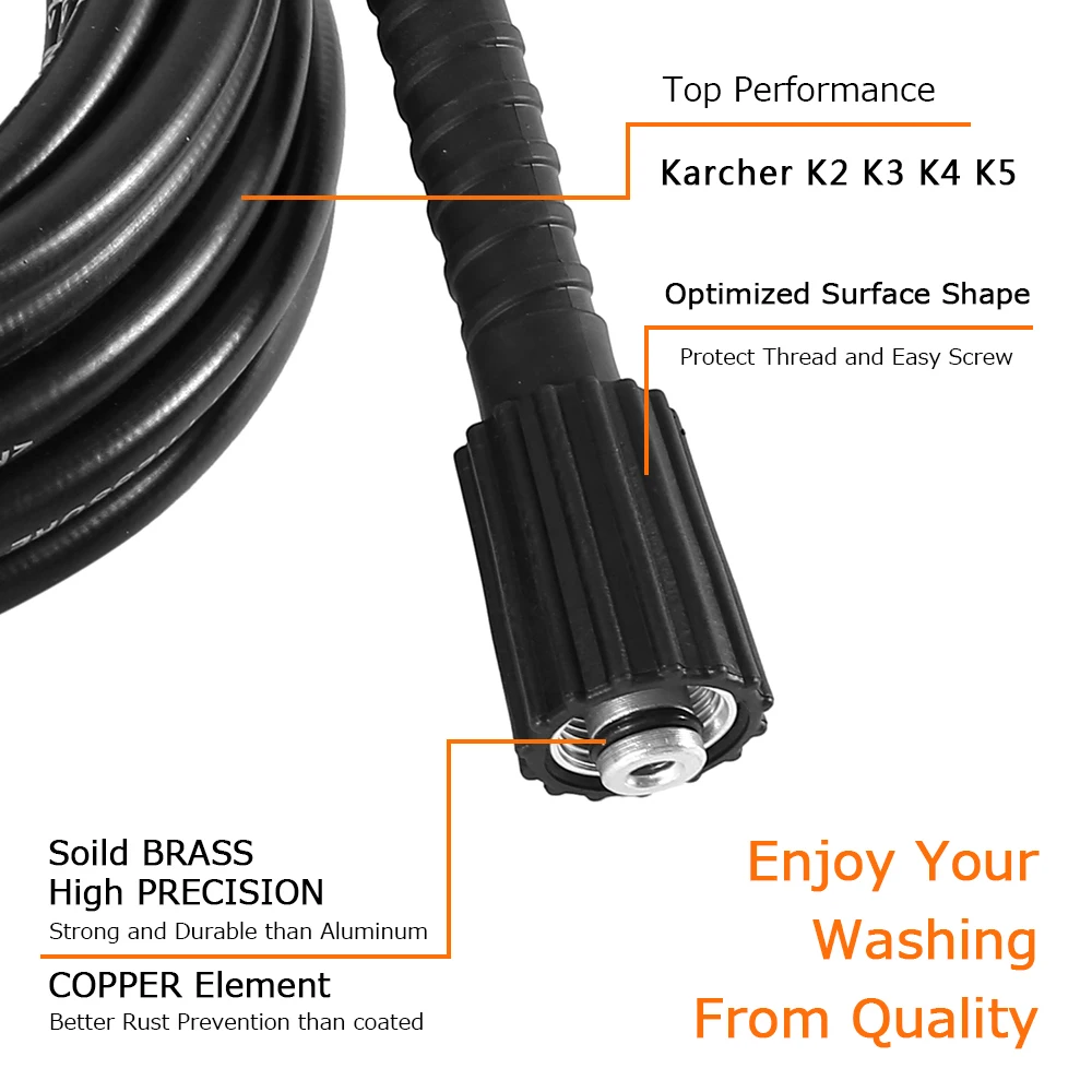 High Pressure Car Washer Hose Steel Wire Braid Car Washer Pipe Extension Hose Water Hose for Karcher K2 K3 K5K7 Pressure Cleaner