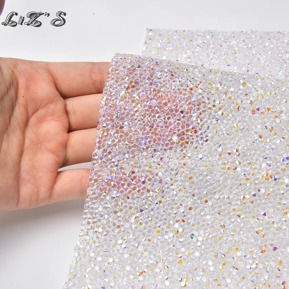 Colorful 24*40cm Crystal Rhinestone Diamond Mesh Hot Fix Self Adhesive Sticker Sheet For DIY Bags Dress Clothing Jewelry Crafts