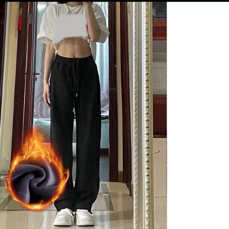 

Sports Pants for Women High Waist Baggy Y2k Streetwear Sweatpants Korean Fashion 2022 Wide Leg Casual Joggers Kawaii Trousers