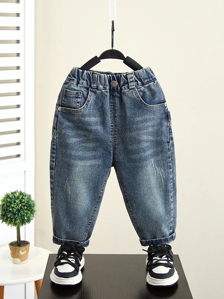 

Straight Jeans Boys Wash Denim Pants Spring Autumn Boy Jeans Kids Streetwear Cacual Designer Cowboy Trousers 2-10 Years