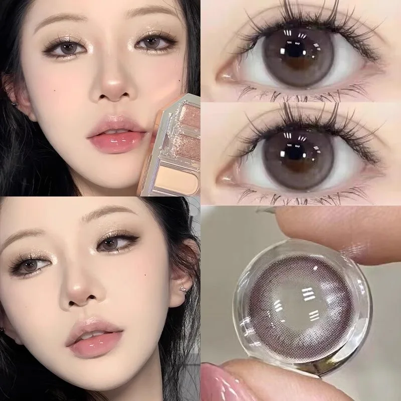 KSSEYE 2PCS Korea Colored Contact Lenses Myopia  Degree -0.00 to -8.00 Blue Eyes Beauty Pupil  Makeup Gray Lens Fast Shipping