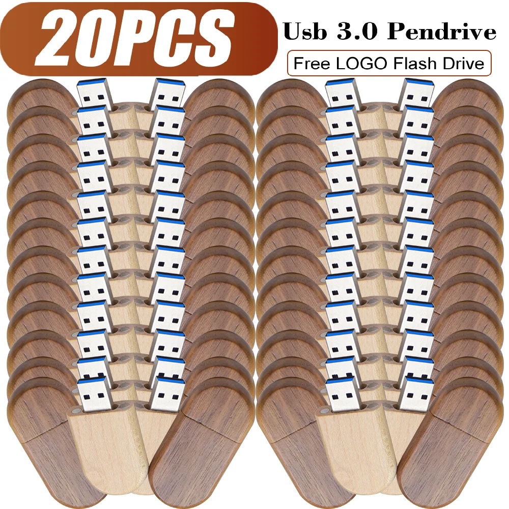 

20pcs/Lot Free Custom LOGO 3.0 High Speed Wooden Pendrive 4GB 8GB USB Flash Drive 16GB 32GB 64G Memory Stick Personalized Gifts