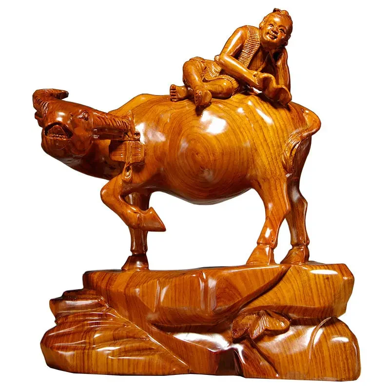 rosewood shepherd boy riding buffalo carving ornament home living room office entrance decoration handicrafts