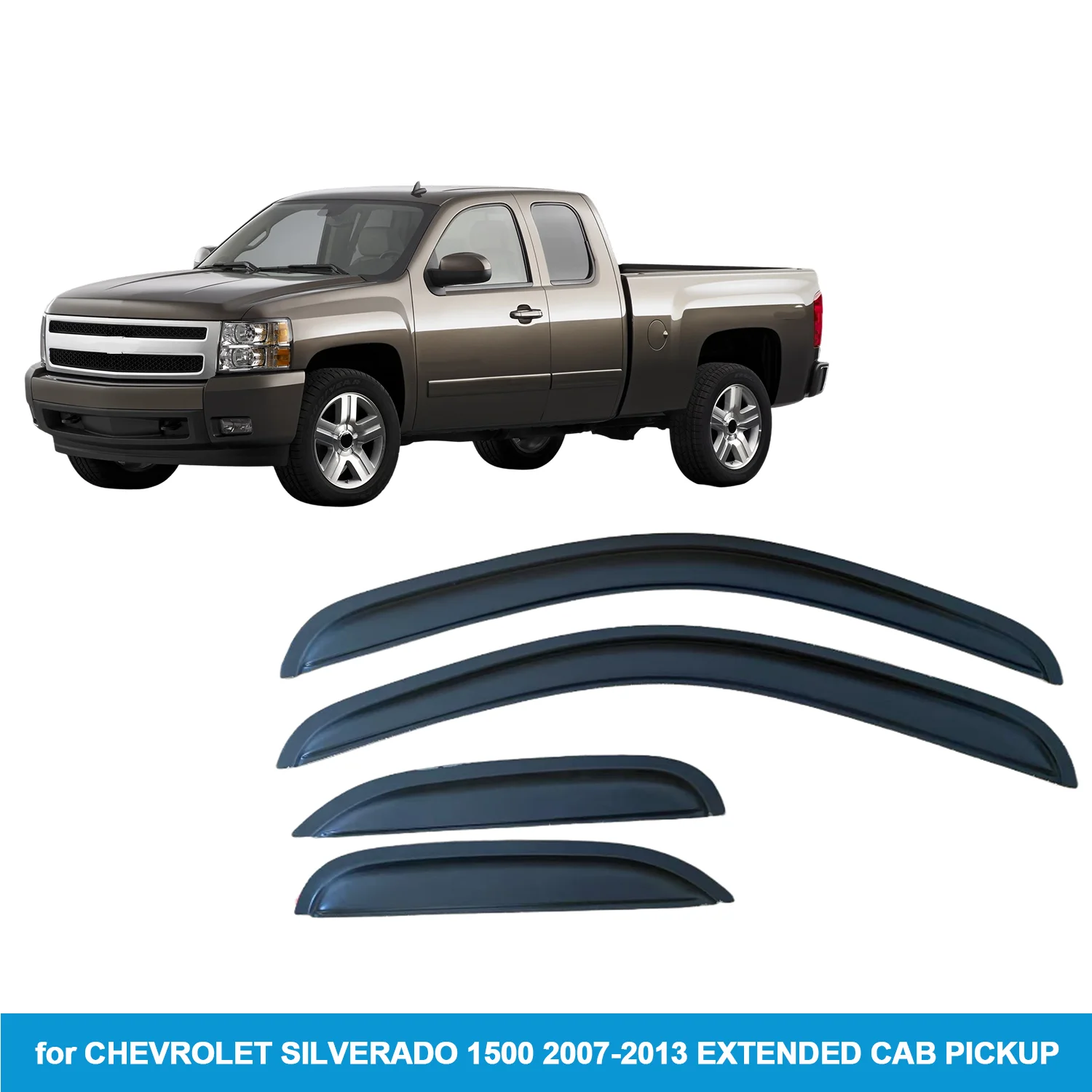 

Window Visor for CHEVROLET SILVERADO 1500/2500HD/3500HD 2007-2013 EXTENDED CAB PICKUP Rain Guard Side Vent Deflector Outside
