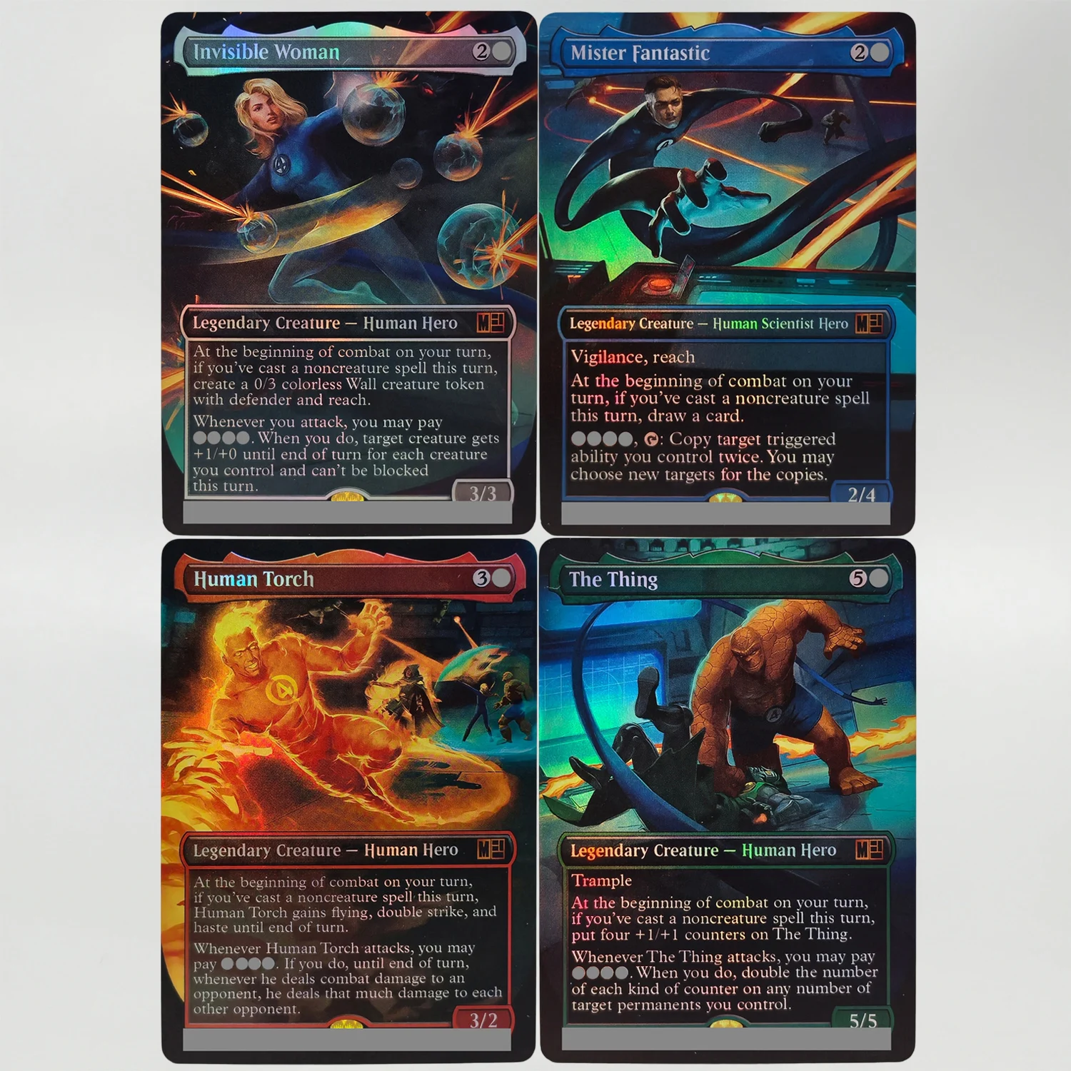 Tarjeta Coleccionable de Juego de Cartas Coleccionables (TCG) de Magic: The Gathering en Inglés - The Thing, Mister Fantastic, Invisible Woman, Human Torch - Tarjeta de Juego con Efecto Metálico