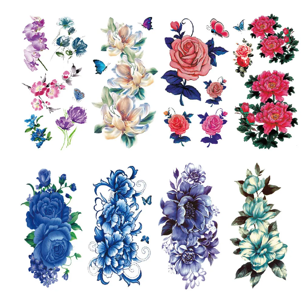 

15Pcs Floral Stickers Waterproof Temporary Tattoos for Adults Art Cherry Blossom Design Random Pattern Assorted