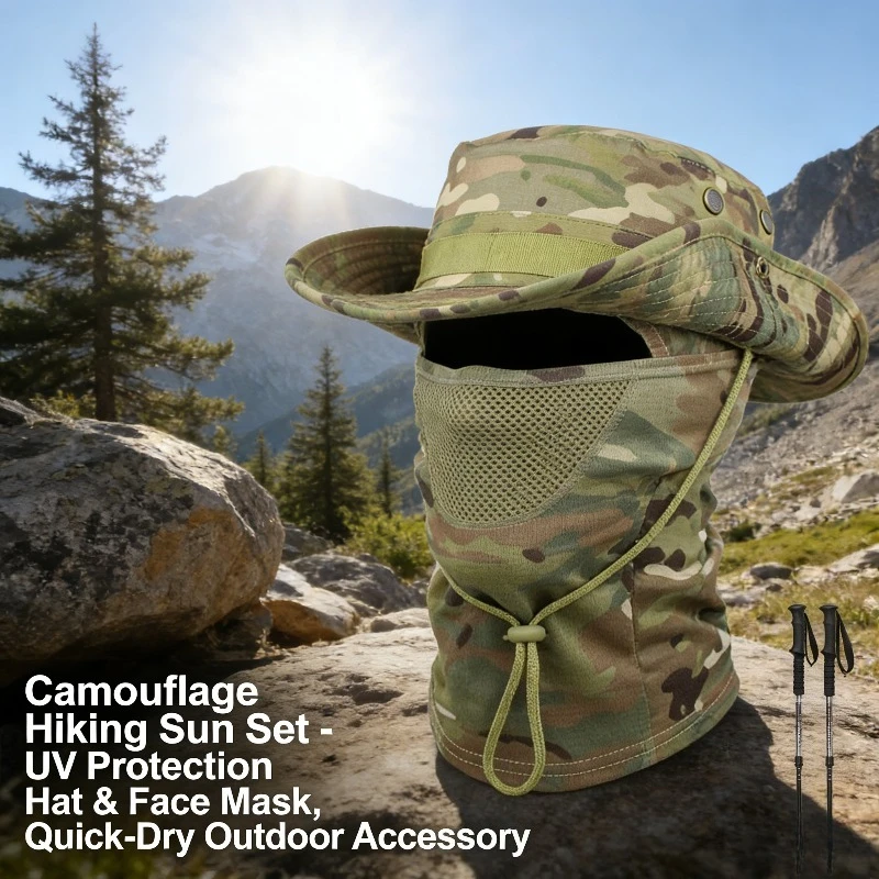 الصيف تسلق الجبال التدريب الشمس التظليل قبعة مستديرة الحواف في الهواء الطلق قبعة الصيد قبعة قناع قطعتين مجموعة
