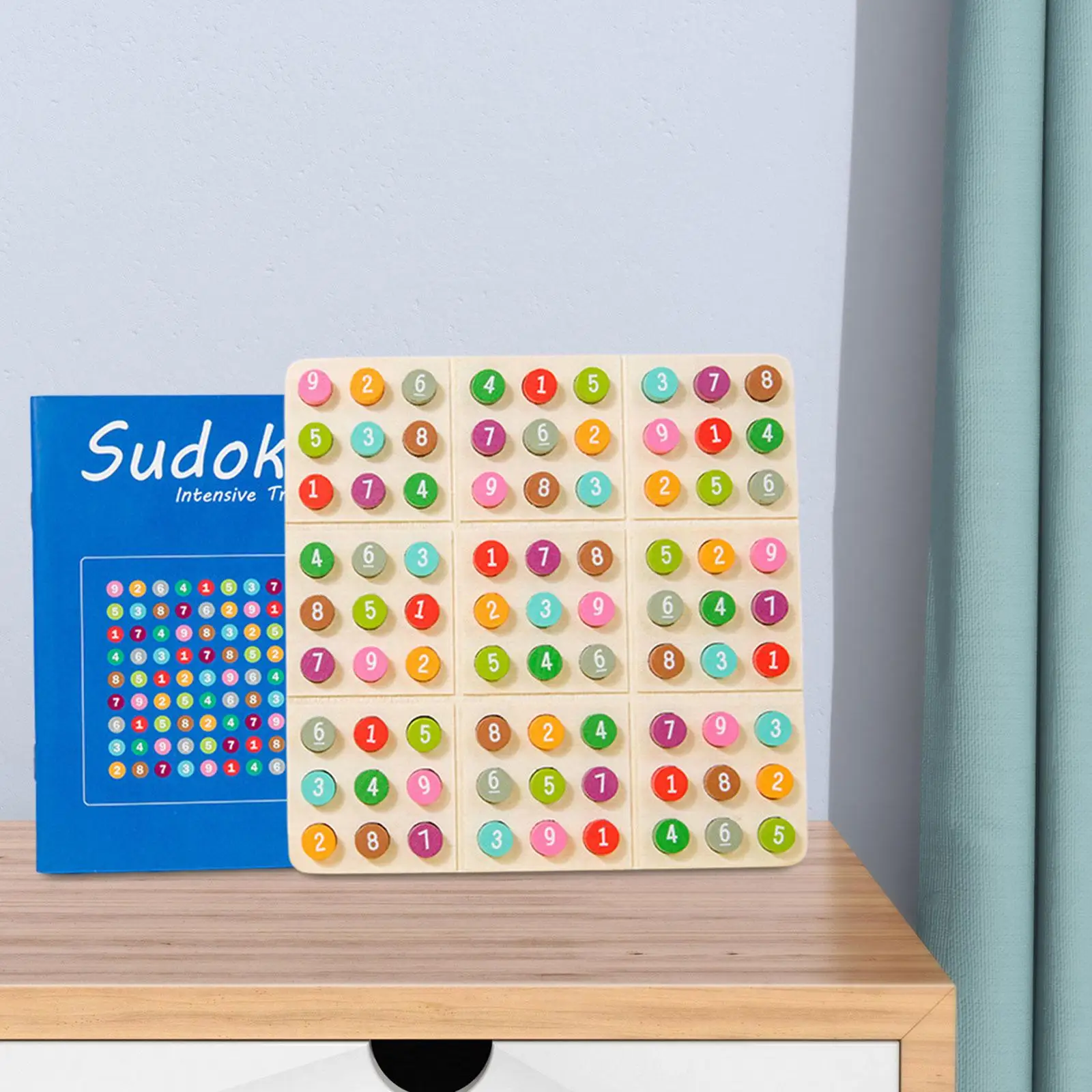 Wood Sudoku Puzzle Sudoku Game Board Brain Teaser Toys Color Sorting for Social