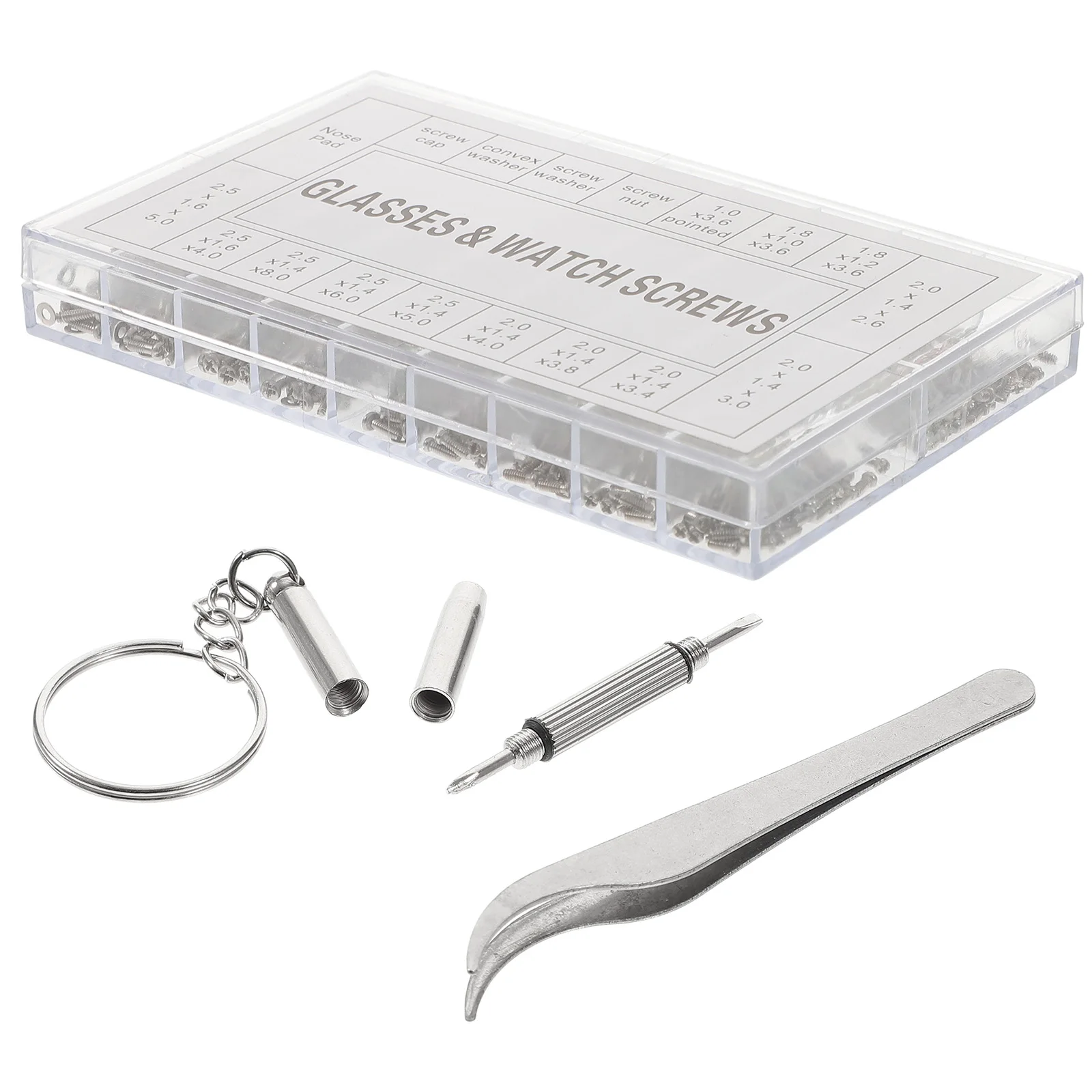 

Glasses Repair Kit Eyeglass Tool Set 128 Screws Nose Pads Zinc Alloy Durable Optical Accessories Screwdriver Sunglasses Fixing