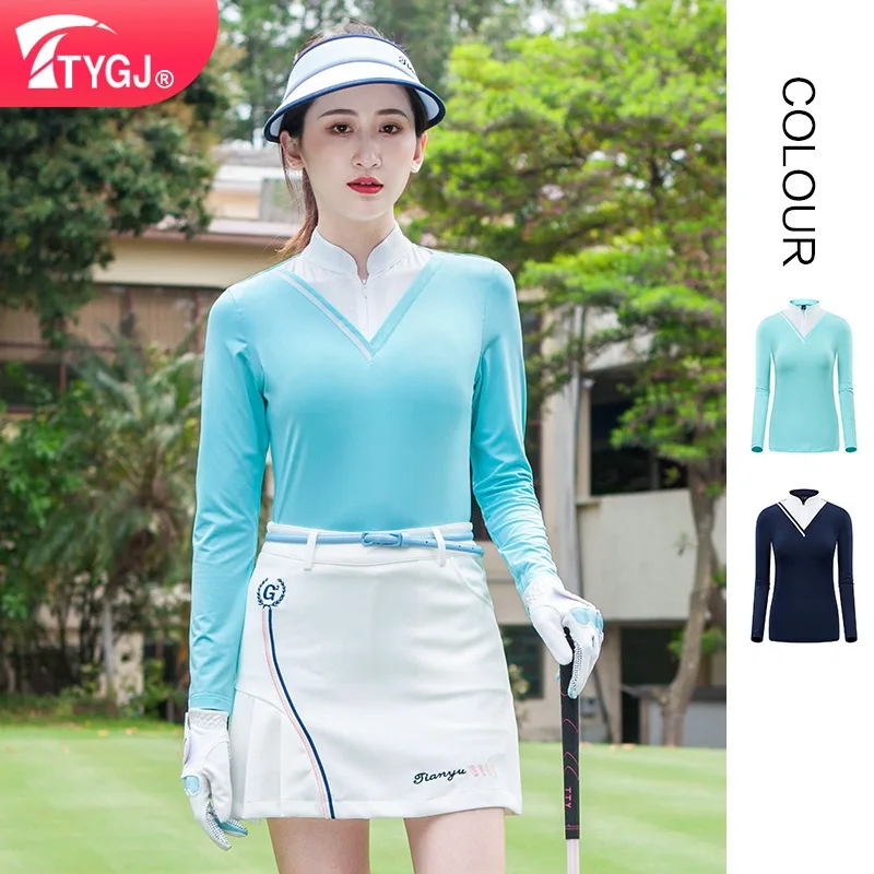 

TTYGJ Spring and Autumn Golf Clothing Women's Long Sleeve T-shirt Breathable and Refreshing for Sports and Leisure