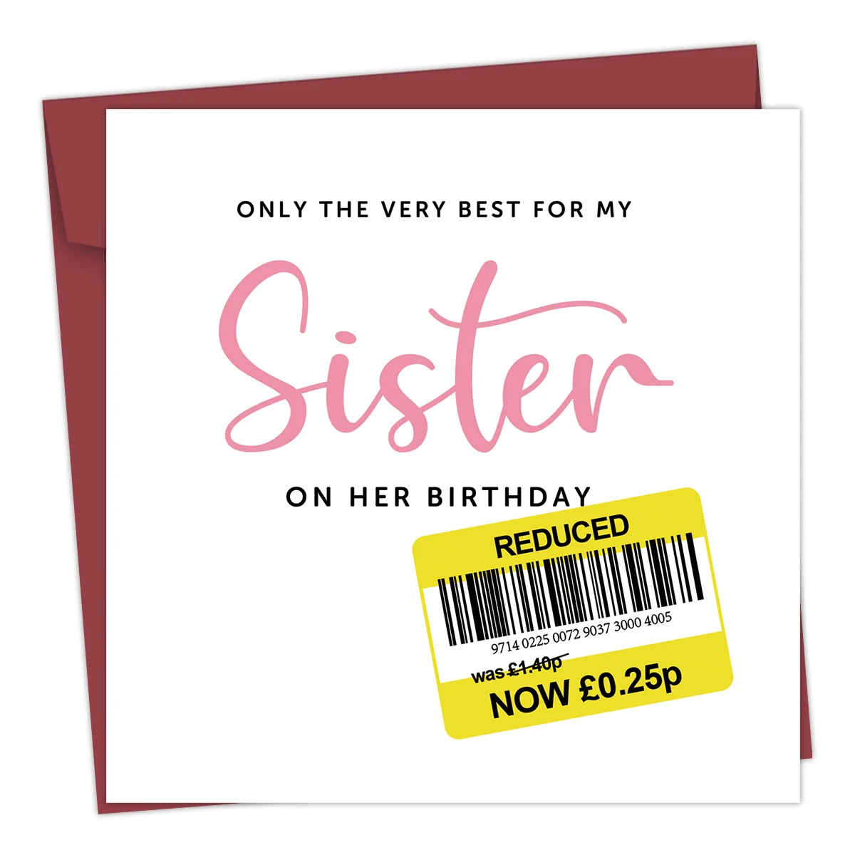 1pc Funny Birthday Card for Sister, Reduced Card,Hilarious Sister Birthday Greeting Card with Envelope Sister Birthday Day Gifts