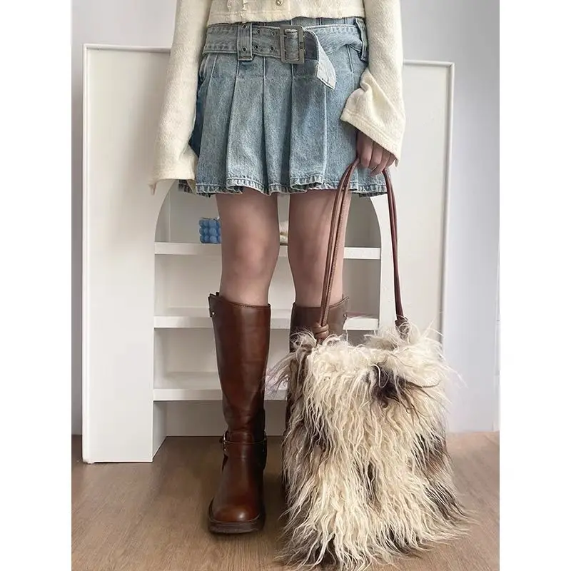 

Fashion Long Plush Shoulder Bag Fluffy Faux Fur Bags for Women Warm Soft Handbags and Purses Shopper Tote New Women's Bag Pouch