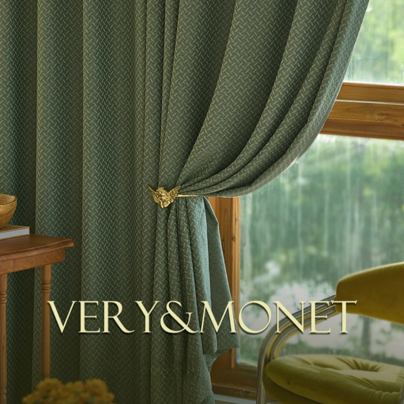 

Retro Light Luxury Style Drapes Home Bedroom Bay Window Curtain Large Area Living Room Drape Floor-to-ceiling Window Curtains