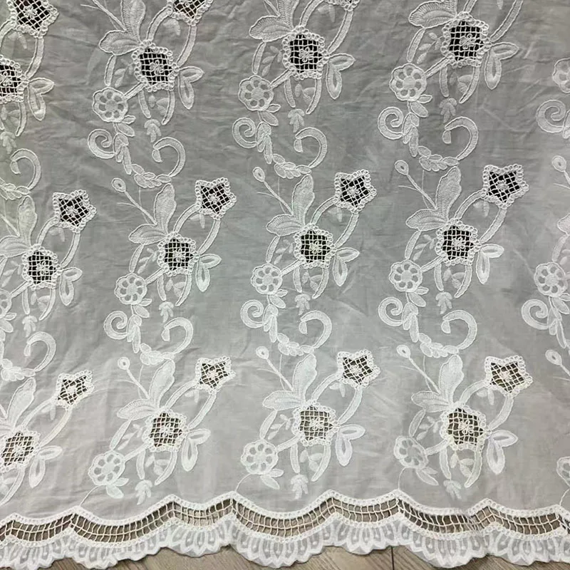 

Water-soluble embroidered lace fabric with floral hollow laser rope embroidery fabric for dresses wedding gowns full-width cloth