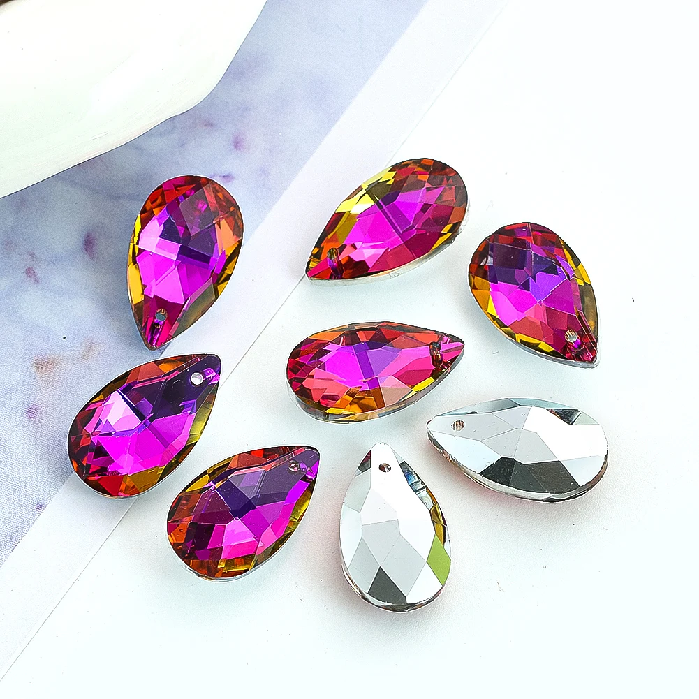 5PCS Rainbow Angel's Tears Glazed Crystal Pendants for Chandelier Handmade Solar Collector Refracting Shinning Garden Decoration