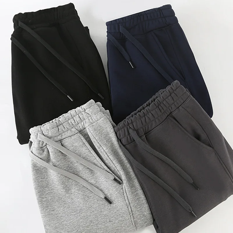 

Тяжелые флисовые мужские джоггеры 400GSM, осенне-зимние теплые хлопковые спортивные штаны для мужчин, повседневные мужские спортивные штаны большого размера