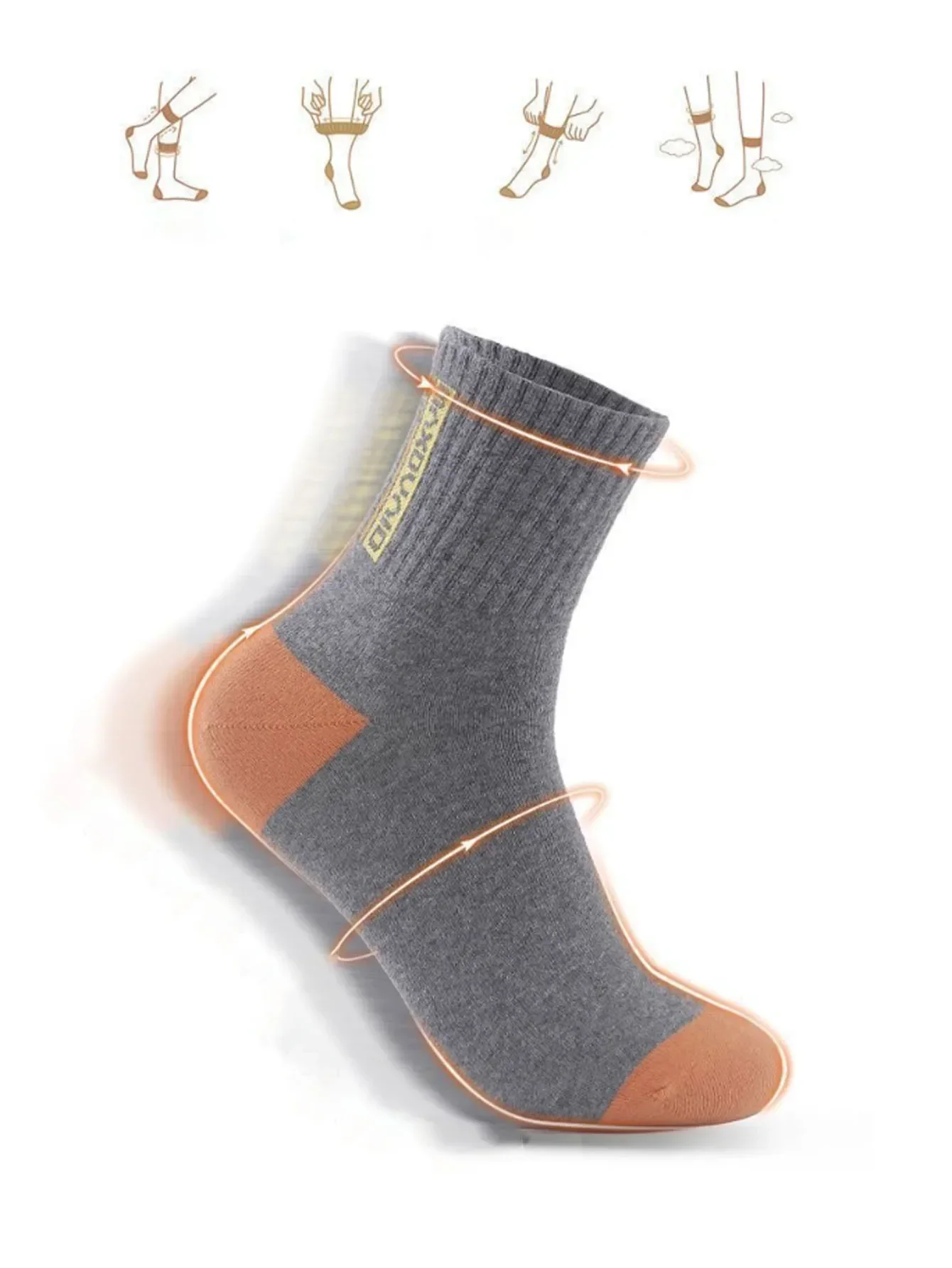 5 Pairs Men\\ Sports Socks Mid-Calf Length, Anti-Odor, Sweat-Absorbent, Mix-Color Basketball Socks, Versatile Style For Summer