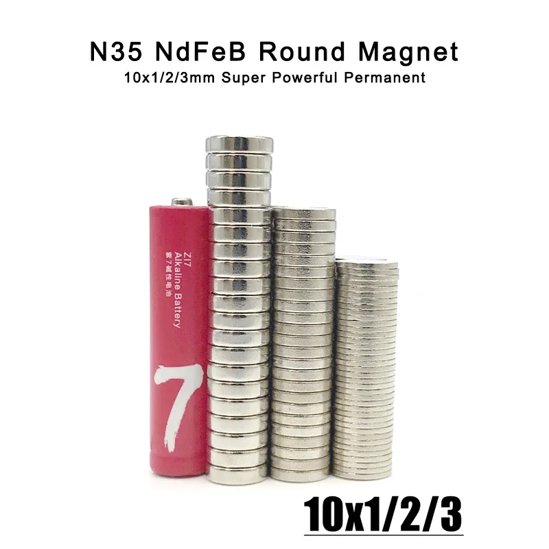 20-500pcs 10x1mm 10x2mm 10x3mm Standard Size Round Shape N35 Neodymium Magnetic Imanes 10*1 10*2 10*3 Office, Tools & Home