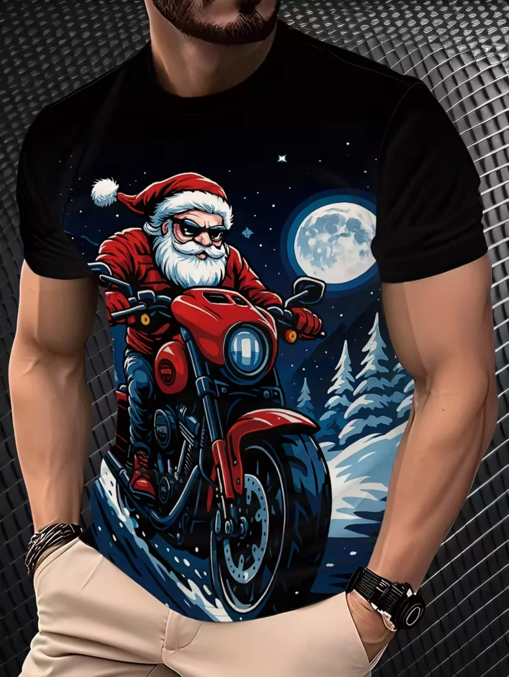 

Рождественская футболка с 3D принтом Санта-Клауса для мужчин, повседневные футболки с короткими рукавами, модный топ с круглым вырезом, новогодний подарок, футболка большого размера