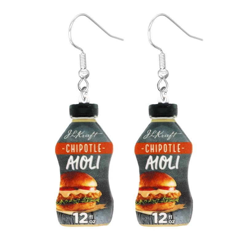Trendy Food-Themed Dangle Earrings - High-Quality Replicas ofPopular Sauces - Perfect for Casual or Party Wear - Great Gift ldea