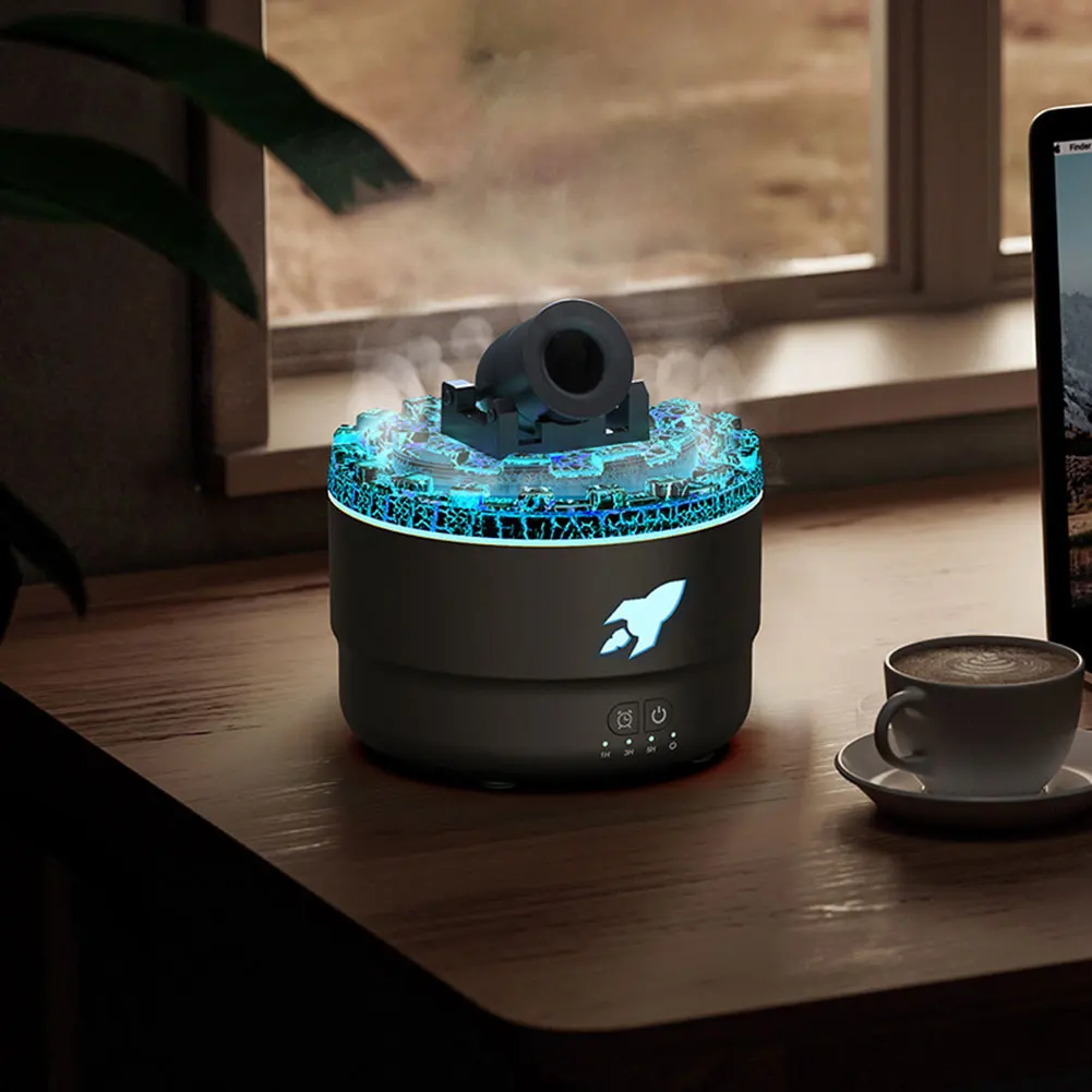 Simulated Volcanic Crack Light Flame Aroma Diffuser Cannon Air Humidifier LED Essential Oil Lamp Difusor Aromatherapy Humidifier