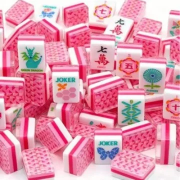 Pink Windmill American Mahjong Tiles, 4-Layer Acrylic Printed Game Set, Smooth Premium Tiles for Family Party Gifts