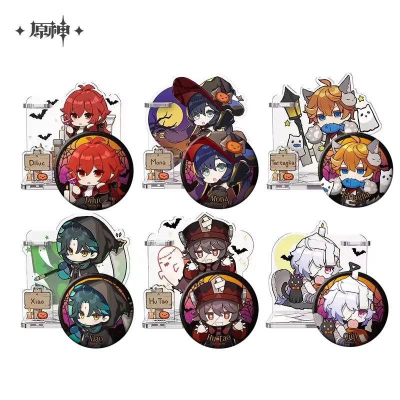 Sunsyea Genshin Impact Official Merch miHoYo Original Authentic Halloween Crossdress GQBZ Series Badge Acrylic Penholder