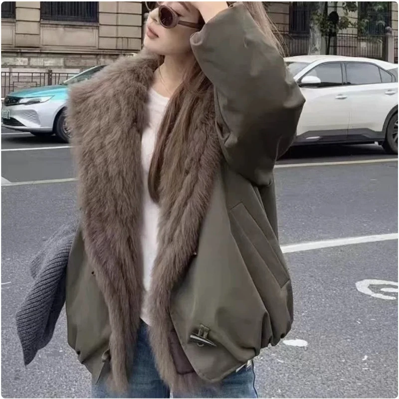 Imitation Fur Fur Collar Down Cotton Jacket Women Fluffy Coat Winter Parkas Coat Thicke Warm Pie Overcome Female Outerwear