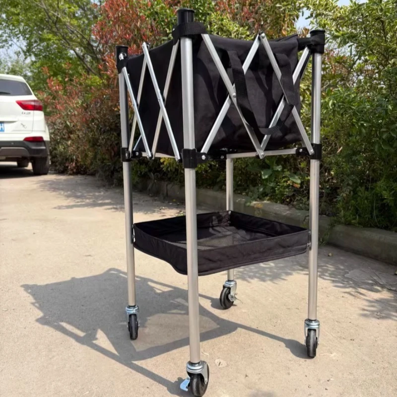 Foldable Pickleball Collecting Basket Double Layer Pickleball Picker Large Capacity Balls Collection Cart Portable Sports Parts