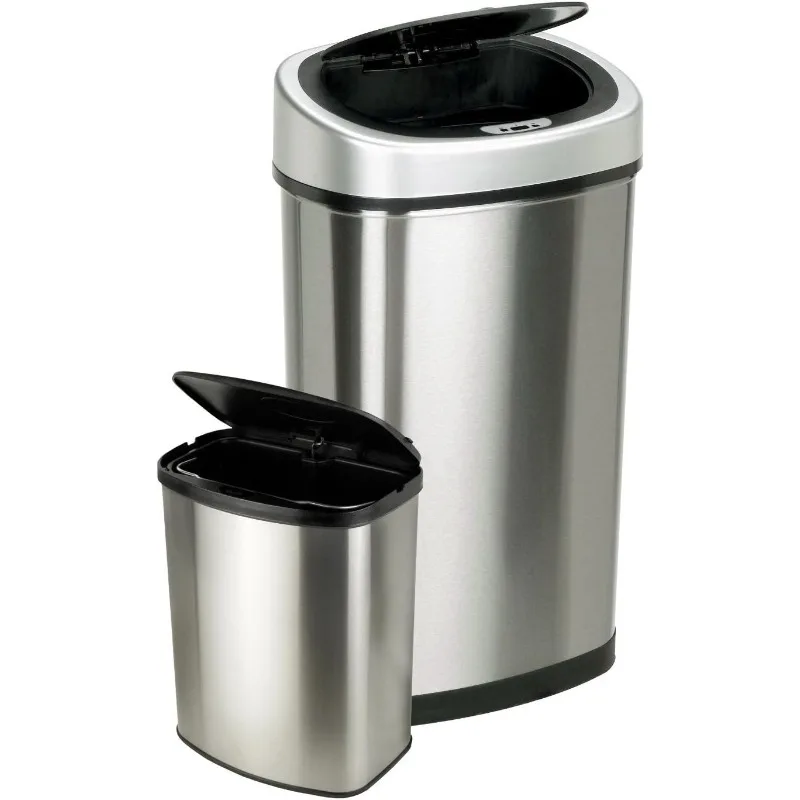 

CB-DZT-50-98-1C Automatic Touchless Motion Sensor Oval & Rectangular Trash Can Combo Set, 13.2 Gal. 50 L.