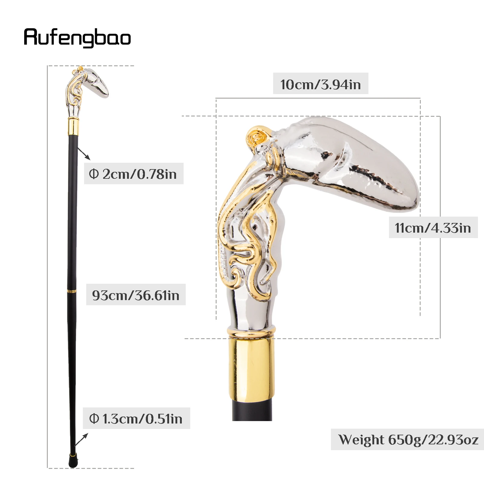 الذهبي الأبيض الأخطبوط الأسماك الحبار عصا للمشي موضة ديكور عصا للمشي شهم أداء أنيق مرحلة قصب 93 سنتيمتر