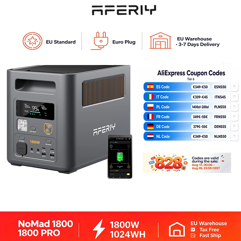 AFERIY NOMAD1800 PRO Tragbare Powerstation 1800W 3600W Spitzenleistung …