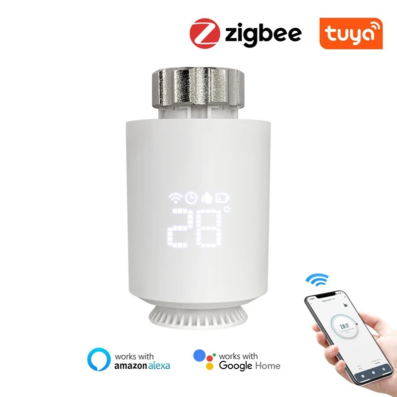Tuya zibee ترموستات المحرك المبرد ، TRV الذكية ، صمام ثرموستاتي ، وحدة تحكم في درجة الحرارة ، الكمبيوتر الأبيض ، اليكسا ، جوجل الرئيسية
