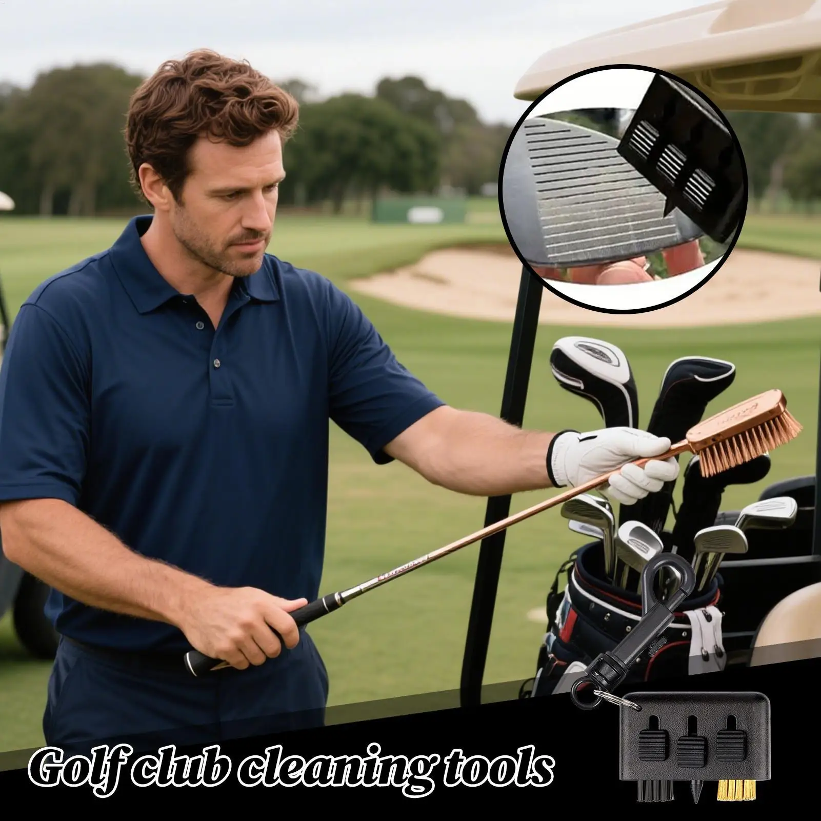 فرشاة تنظيف نادي الجولف، فرشاة متعددة الوظائف للنادي وغسالة الكرة، ملحقات حقيبة الجولف للاعبي الغولف للرجال والنساء والمراهقين والشباب والأولاد