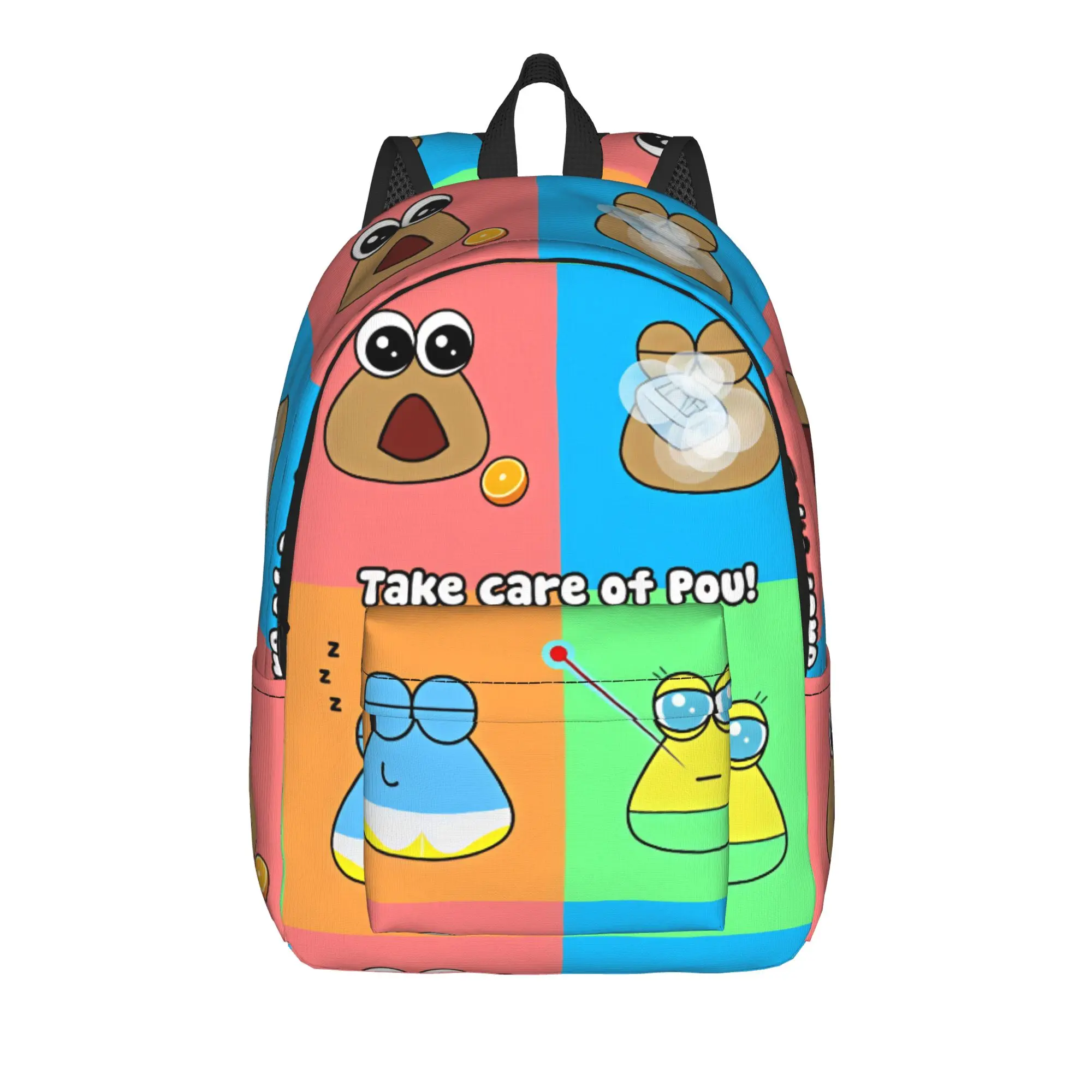 Pet Alien Pou Animated Television Backpack Student Unisex Lightweight Backpacks Modern High School Bags Workout Rucksack