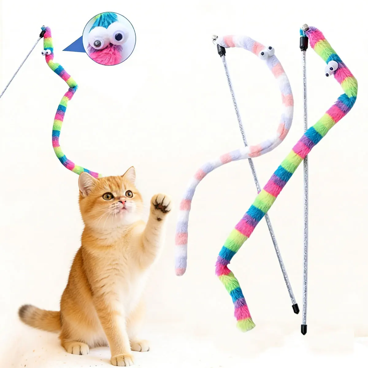 

1 Pc Cat Interaction Rainbow Toy Retractable Fun Plush Toy For Cats Suitable For Both Indoor Outdoor Exercise Entertainment