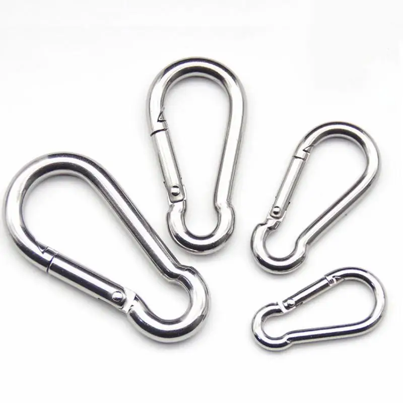 1/2PCS M4 M5 M6 M8 304 Stainless Steel Spring Snap Carabiner Multi-purpose Quick Link Lock Ring Hook Climbing Camping Buckles