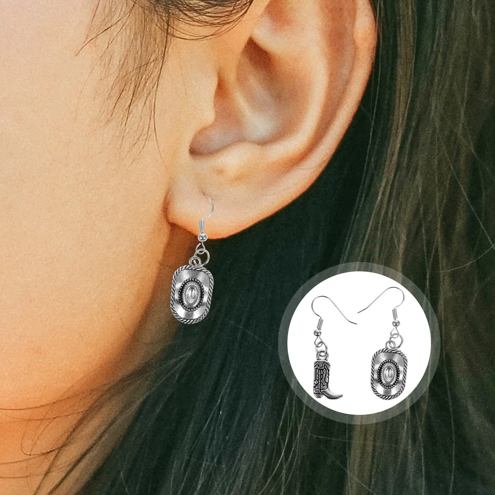 

Earring Hat Earrings Cowboy Boots Cowgirl Accessories for Women Man Western Style