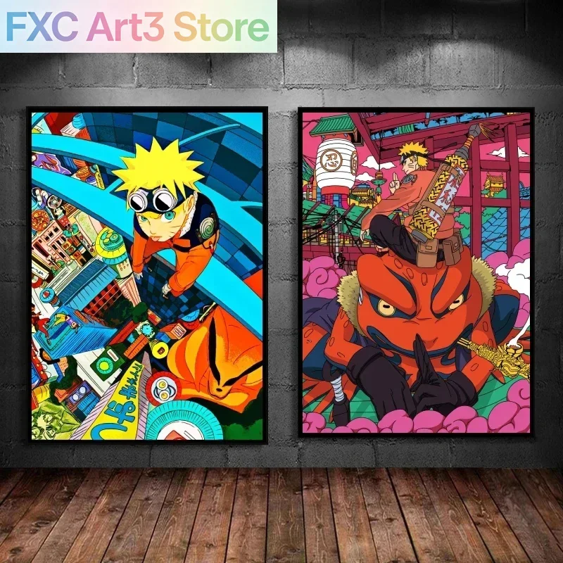 Frameless,Hot Anime Poster NARUTO Gift Art Wall Stickers Modern Living Room Prints And Prints Children's Bedroom Decor Picture C