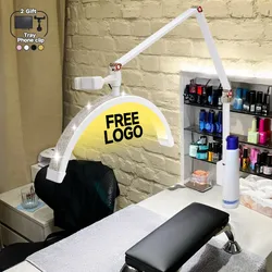 Free LOGO 16-inch 24w Half-Moon Adjustable  LED Nail Table Facial Bed Clip-on Lamp with Tattoo Lash Extension Manicure lighting